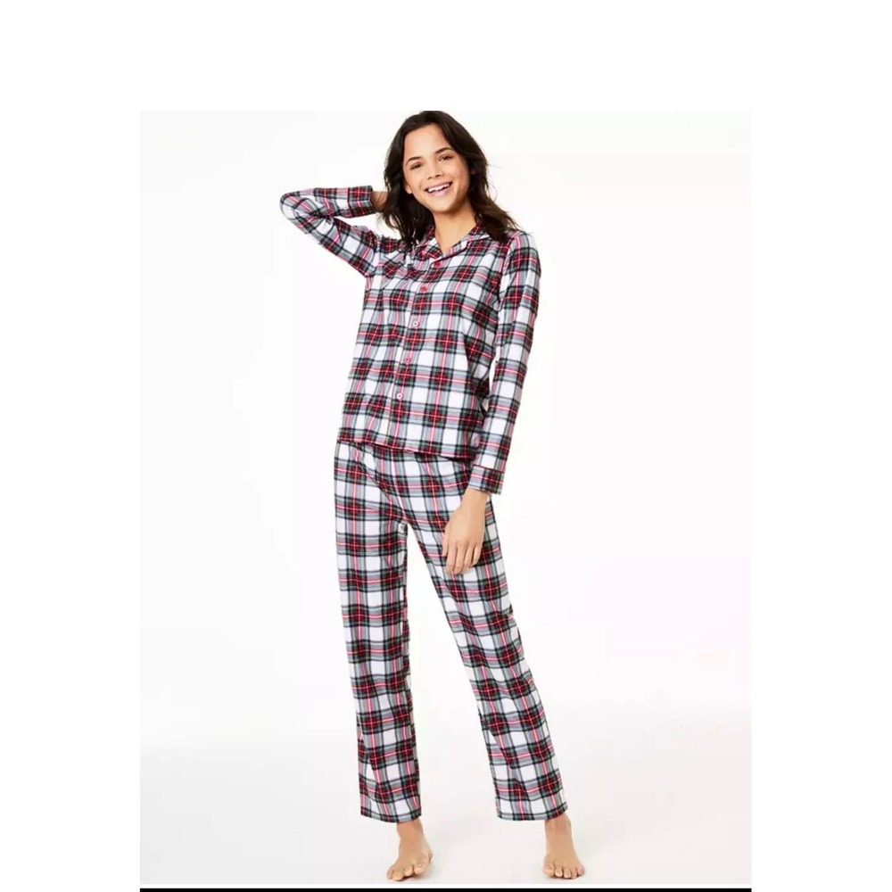 Stewart Plaid Pajama Set Women XXL 2-PC Red White